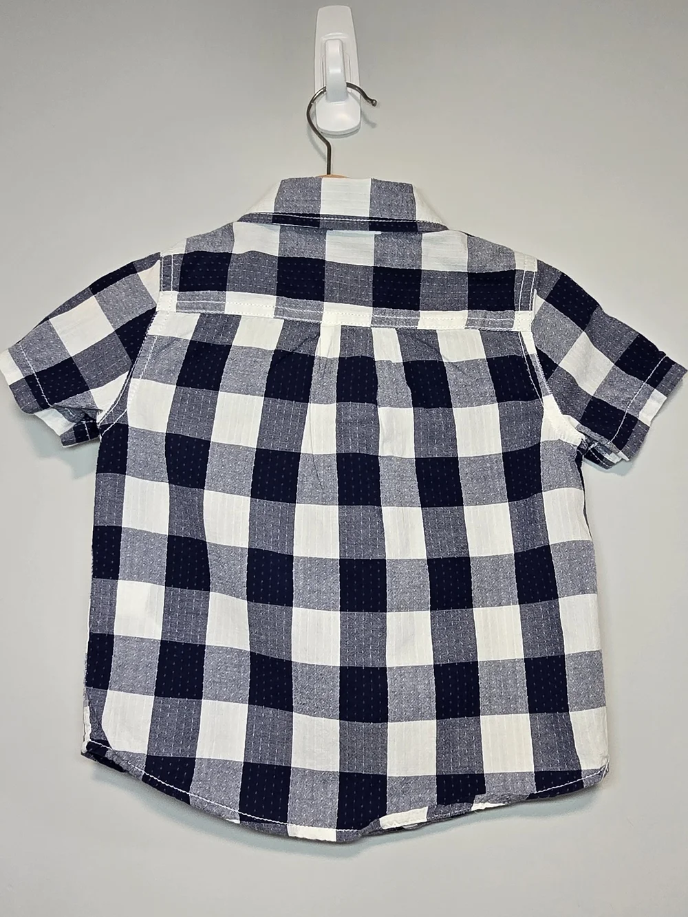 GAP Boys Navy and White Check Button-Down Shirt 12-18M